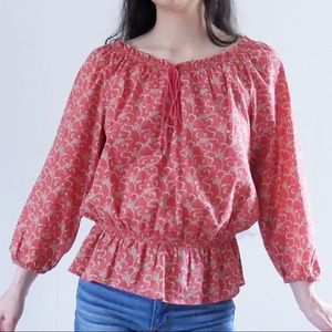 Ralph Lauren Pink Floral Peasant Style Blouse